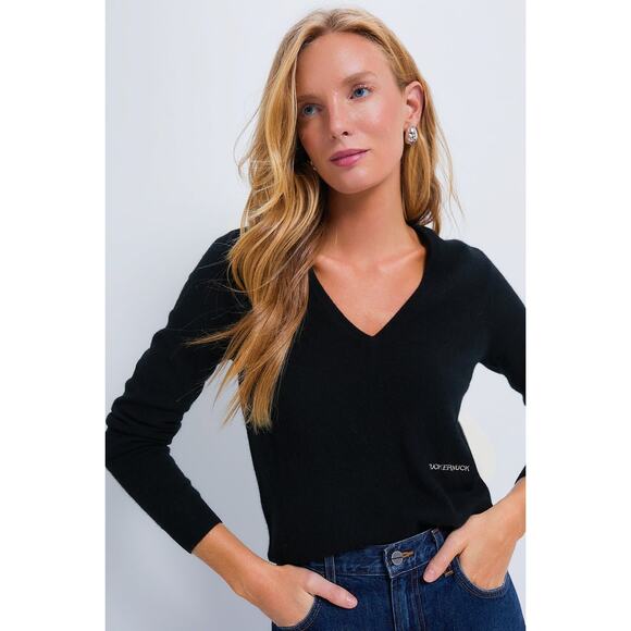 TUCKERNUCK Black Cashmere V-Neck Sweater Size XS NWT Retail $178 Tuckernuck - Picture 1 of 7